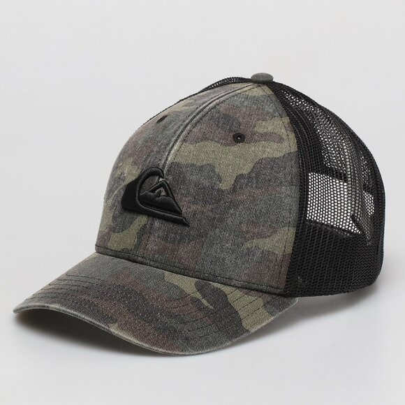 Quiksilver Mens Grounder Camo Snapback Adjustable Baseball Trucker Cap Hat - Picture 2 of 3